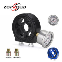 Load image into Gallery viewer, ZOPROUD Universal Aluminum Car Oil Filter Cooler Sandwich Plate Adapter Oil Pressure Temp Adapter