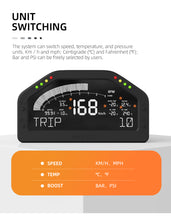 Load image into Gallery viewer, SincoTech Wideband 7-Color Multifunctional Black Racing Dashboard With Sensor DO926WB