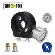 Load image into Gallery viewer, SincoTech Universal  Aluminum Car Oil Filter Cooler Sandwich Plate Adapter Oil Pressure Temp Adapter