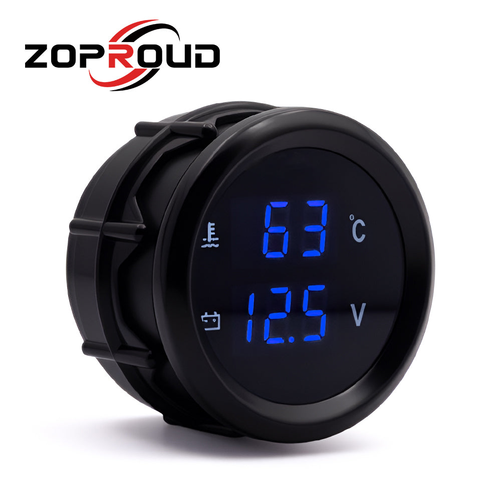 ZOPROUD 2''Digital LED Double Display Gauge Water Temperature Volts Ga ...