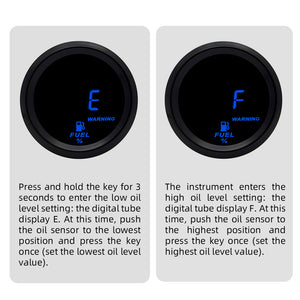 SincoTech 2'' Digital Blue Led Fuel Level Gauge DO611F2