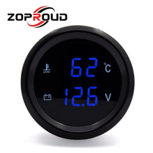 Load image into Gallery viewer, ZOPROUD 2''Digital LED Double Display Gauge Water Temperature Volts Gauge 12v/24v

