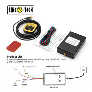SINCOTECH GPS Speedometer Sensor with Antenna Kit for Racing Car Speedometer Gauges