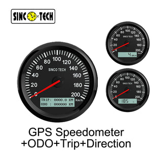 Sinco Tech 85mm GPS Speedometer + ODO + Trip + Direction 4-IN-1 Speed Gauge DO917 12v/24v