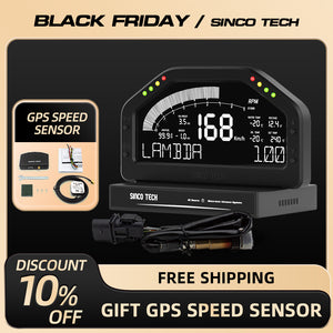 SincoTech Wideband 7-Color Multifunctional Black Racing Dashboard With Sensor DO926WB