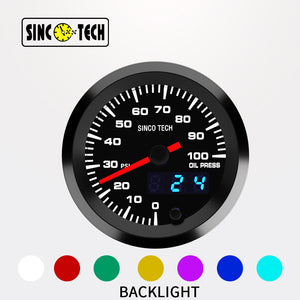 SincoTech 2 inch 7 Colors Digital LED Oil Pressure Gauge 6366S