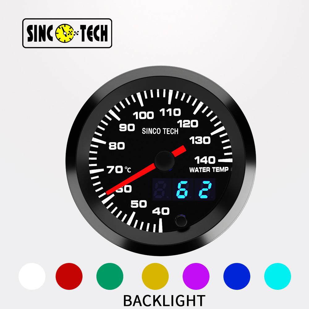 SincoTech 2 inch 7 Colors Digital LED Water Temperature Gauge 6364S