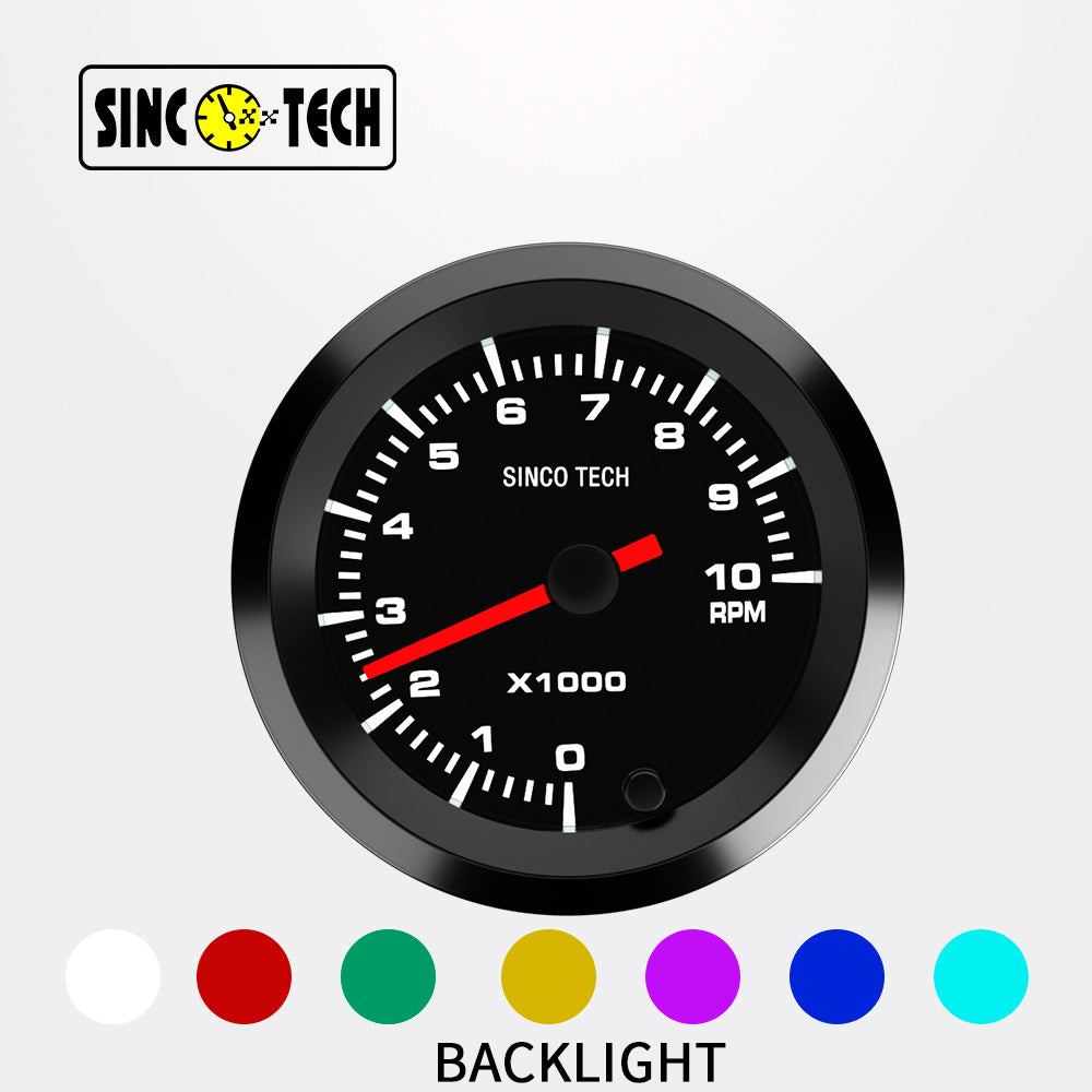 SincoTech 2 inch 7 Colors LED Tachometer Gauge 6370S
