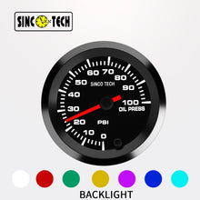 Load image into Gallery viewer, SincoTech 2 بوصة 7 ألوان LED مقياس ضغط الزيت 6376S
