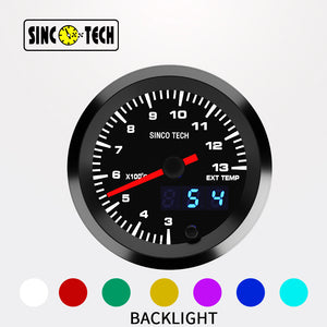 SincoTech 2 pulgadas 7 colores Digital LED Medidor de temperatura de gases de escape 6369S