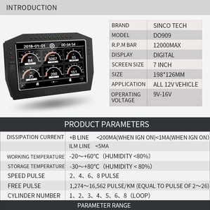 SINCOTECH Panel meters Multifunctional Racing Dashboard DO909